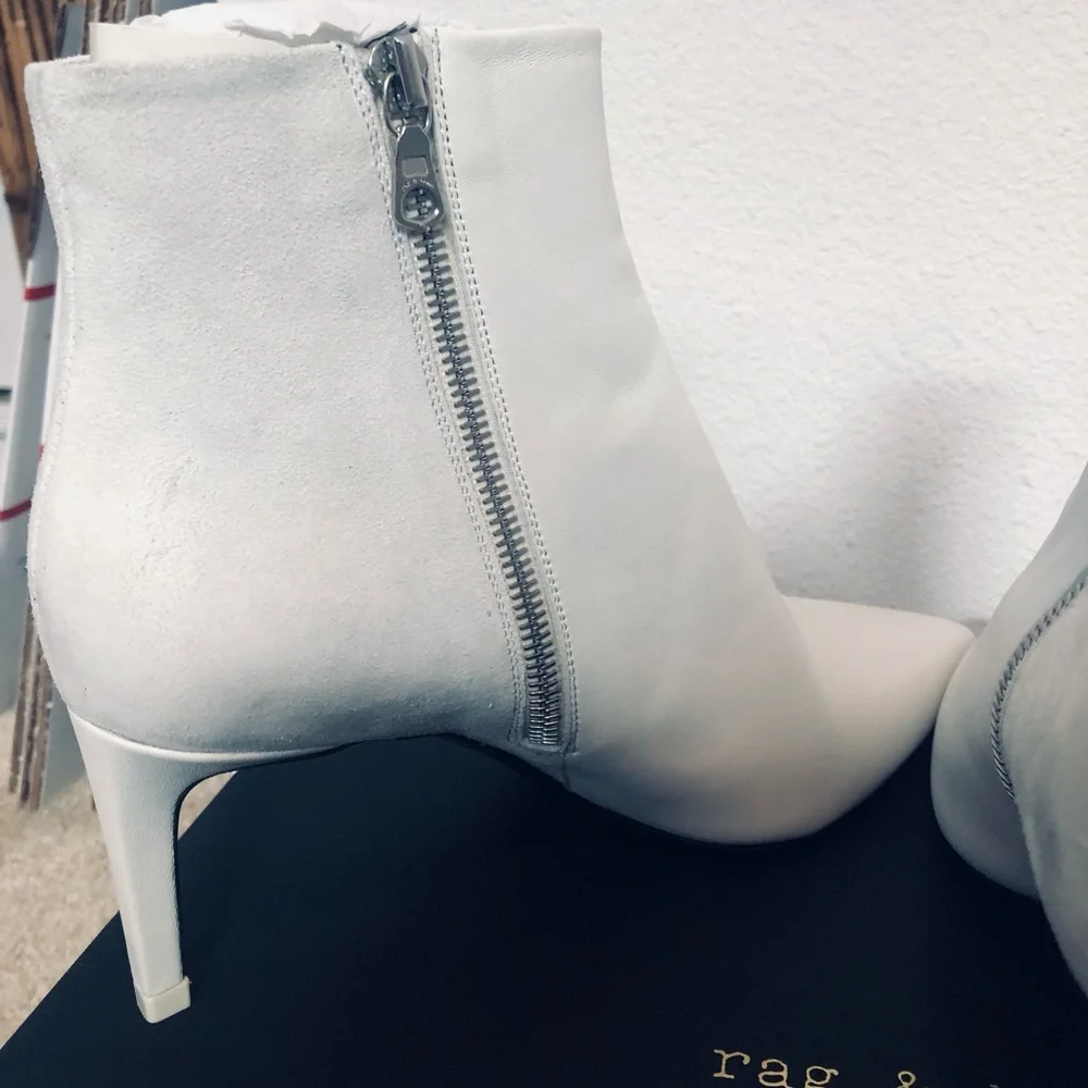 Rag & Bone Beha White Suede Leather Stiletto Ankle Boot. NIB. Sz 37.5 (7.5) - Picture 8 of 15